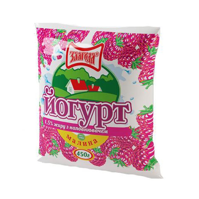 Йогурт питний ЗЛАГОДА малина, 1,5%, 400 г